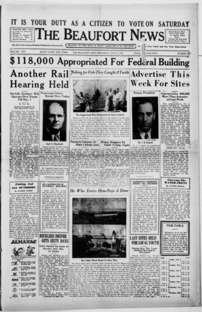 The Beaufort news. (Beaufort, N.C.) 1912-1948, July 02, 1936, Image 1 ...